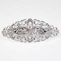 Leaf Shaped Filagree French Barrette - Silver