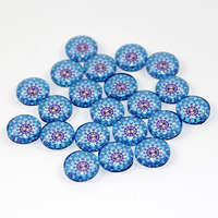 12mm Mandala Patterned Glass Cabochon - Light Blue