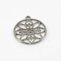 21mm Round Mandala Pendant - Antique Silver Plated