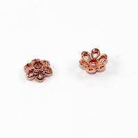 6mm 6 Petal Flower Bead Cap - Rose Gold