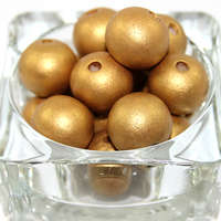20mm Round Hinoki Wooden Beads - Gold - 8 Piece Bag