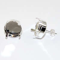 14mm Round Stone Stud Setting - Silver