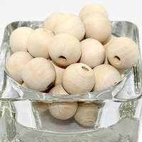 16mm Round Hinoki Wooden Beads - Natural - 20 Piece Bag