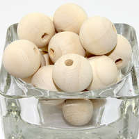 20mm Round Hinoki Wooden Beads - Natural - 8 Piece Bag