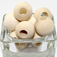 25mm Round Hinoki Wooden Beads - Natural - 6 Piece Bag