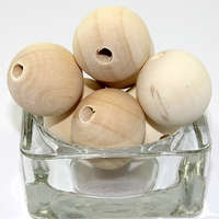 30mm Round Hinoki Wooden Beads - Natural - Bag of 4