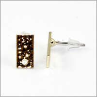 Hammered Rectangle Stud Earrings - Bright Gold