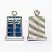 27mm x 14mm Police Box Enamel Charm - Antique Silver