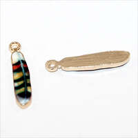 23mm Black Enamel Feather Charm - Black