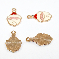 25mm Santa Charm with Rhinestone Pom Pom - Gold - 2 Pieces