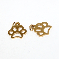 12mm Paw Charm - 304 Stainless Steel - Gold Plated