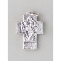 Crosses & Crucifixes - Jesus Joseph & Mary 24mm Cross - Silver Oxide