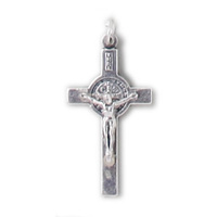 Crosses & Crucifixes - St Benedict 35mm Cross - Silver Oxide