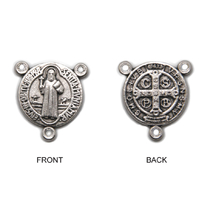 Rosary Centre - St Benedict 15mm Rosary Centre - Silver Oxide