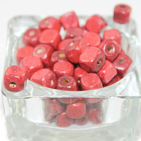 Cube Wooden Bead - Red - 50 Piece Bag