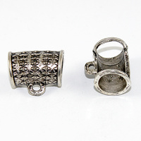 12mm x 18mm Diamond Etched Backless Tube with Hanger - Antique Silver - DIscontinued