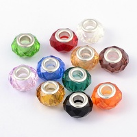 14mm Faceted Glass Euro Bead with Silver Plate Core
