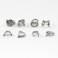 Mixed Shape Rhinestone Pinch Bails - Platinum
