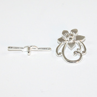 20mm Flower Toggle Clasp Set - Silver
