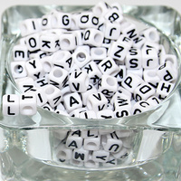6mm Alphabet Acrylic Cube Beads - White