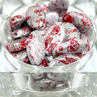 Pack of 28 - Spray painted Oval Beads - Red