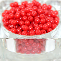 6mm Opaque Acrylic Round Bead - Red - 100 Piece Bag