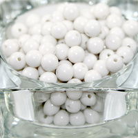 8mm Opaque Acrylic Round Bead - White - 100 Piece Bag