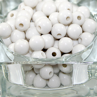10mm Opaque Acrylic Round Bead - White - 50 Piece Bag