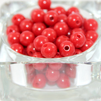 10mm Opaque Acrylic Round Bead - Red - 50 Piece Bag