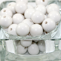 14mm Opaque Acrylic Round Bead - White - 30 Piece Bag