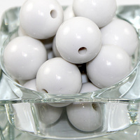 20mm Opaque Acrylic Round Bead - White - 8 Piece Bag