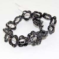 20mm Spray Painted Flower Shell Bead - 40cm Strand - Black & White