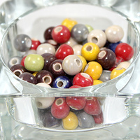 8mm Pearlized Handmade Porcelain Beads - Mixed Colour - Bag of 10