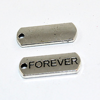 21mm Zinc Alloy Stamped Pendant - Forever - Antique Silver
