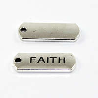 21mm Zinc Alloy Stamped Pendant - Faith - Antique Silver