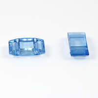 Two Hole Transparent Carrier Bead 17mm x 9mm - Blue