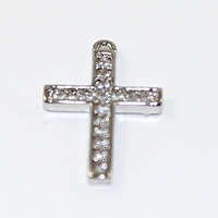 15mm x 10mm Micro Pave Cross Charm - Platinum