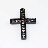 15mm x 10mm Micro Pave Cross Charm - Gunmetal