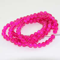 6mm Crackle Glass Beads - 78cm Strand  - Fuchsia