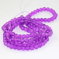 6mm Crackle Glass Beads - 78cm Strand  - Mauve