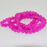 8mm Crackle Glass Beads - 78cm Strand  - Fuchsia