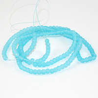 4mm Frosted Glass Beads - 78cm Strand - Light Blue