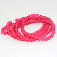 6mm Frosted Glass Beads - 78cm Strand - Red