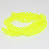 8mm Frosted Glass Beads - 78cm Strand - Neon Yellow