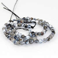 4mm Faceted Natural Agate Round Beads - 38cm Strand - Grey