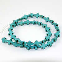 8mm x 10mm Turquoise Cross Bead - 38cm Strand - Blue