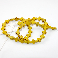 8mm x 10mm Turquoise Cross Bead - 38cm Strand - Yellow