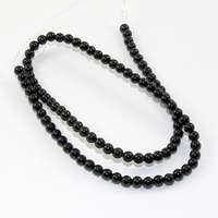 4mm Natural Black Agate Round Bead Strands - 38cm Strand 
