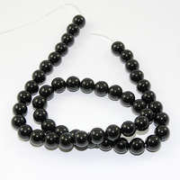 8mm Natural Black Agate Round Bead Strands - 38cm Strand