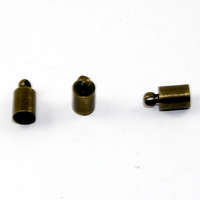5mm Brass Cord End - Glue in - Antique Bronze